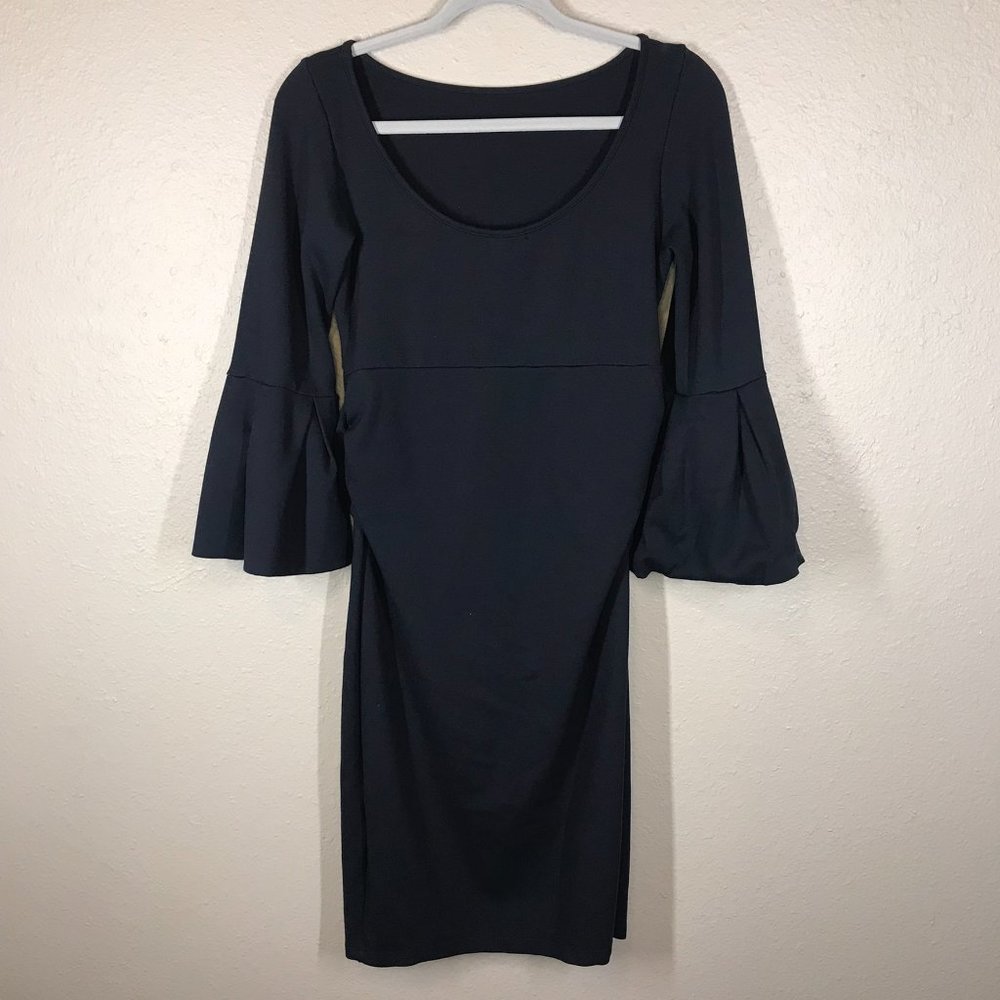 Soon Maternity Myra Black Ruffle Sleeve Maternity Dress - Picture 3 of 9